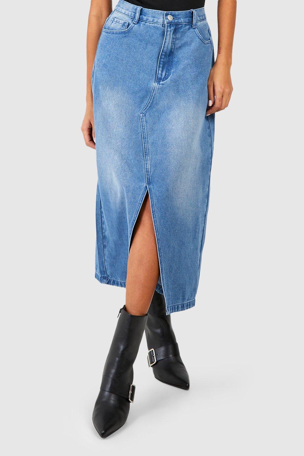 Denim pencil hotsell skirt boohoo